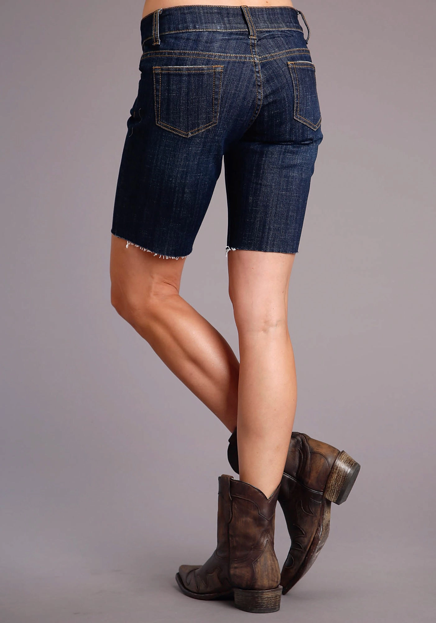 Daily Essential Stetson Womens Dark Wash Cotton Blend Mid-Thigh Shorts
