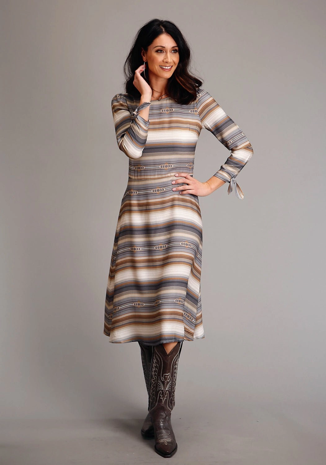 photo look Stetson Womens Desert Serape Brown 100% Rayon L/S Dress