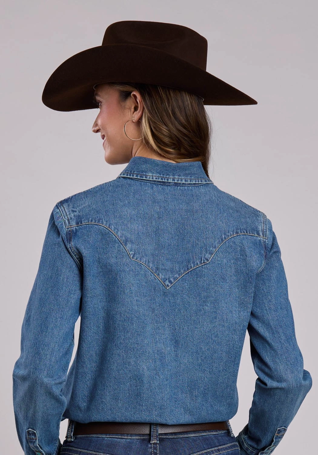 Anti Pilling Surface Stetson Womens Fancy Sawtooth Blue 100% Cotton L/S Shirt