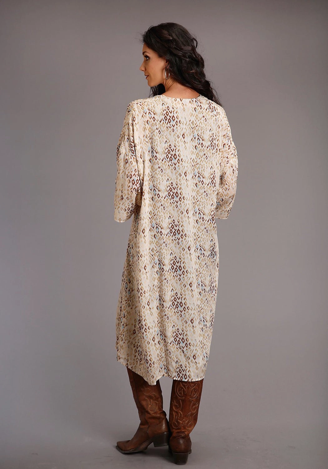 Stetson Womens Gold Rayon/Nylon Herringbone Kimono Aztec Cardigan Breathable mesh lining