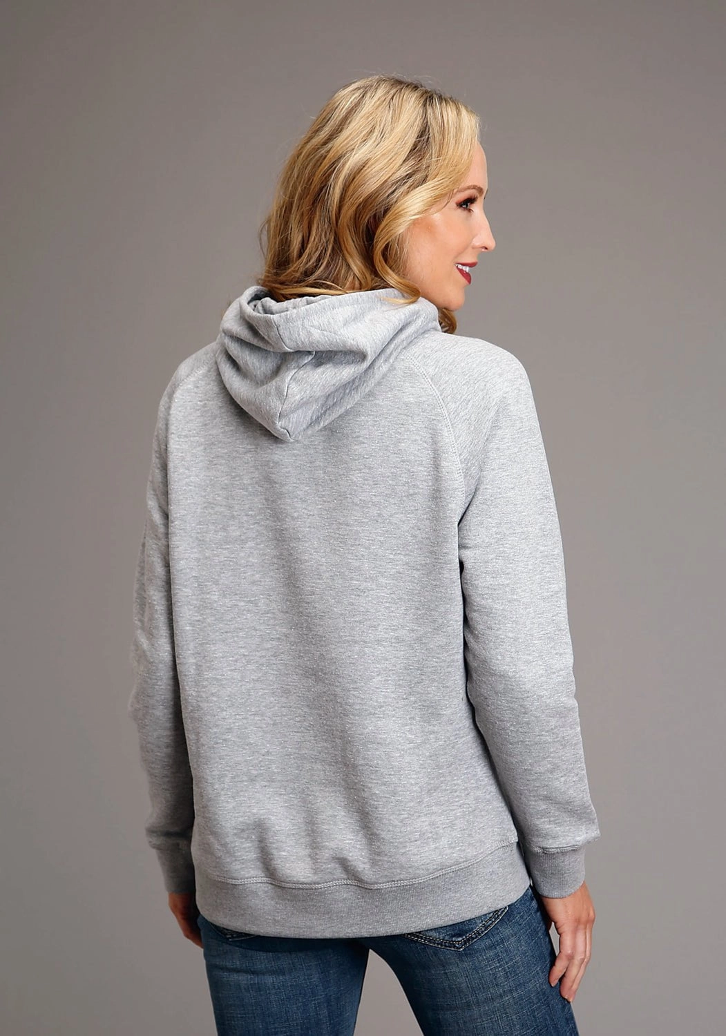 Stetson Womens Grey Cotton Blend Star In The Middle Hoodie Wind Resistant Lining Modern Layers