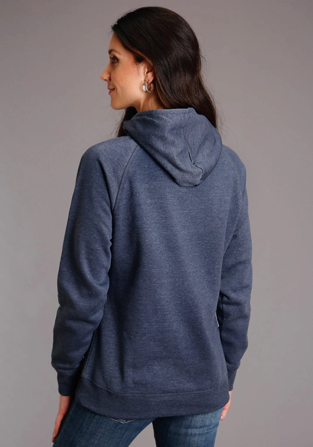 Stetson Womens Heather Navy Cotton Blend American Spirit Hoodie Double Layered Collars
