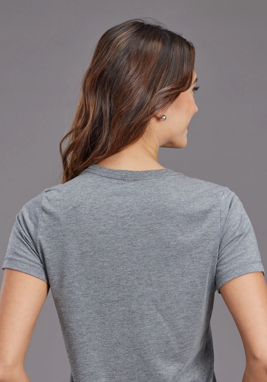 Micro Perforated Texture Stetson Womens Heritage Aztec Grey Cotton Blend S/S T-Shirt