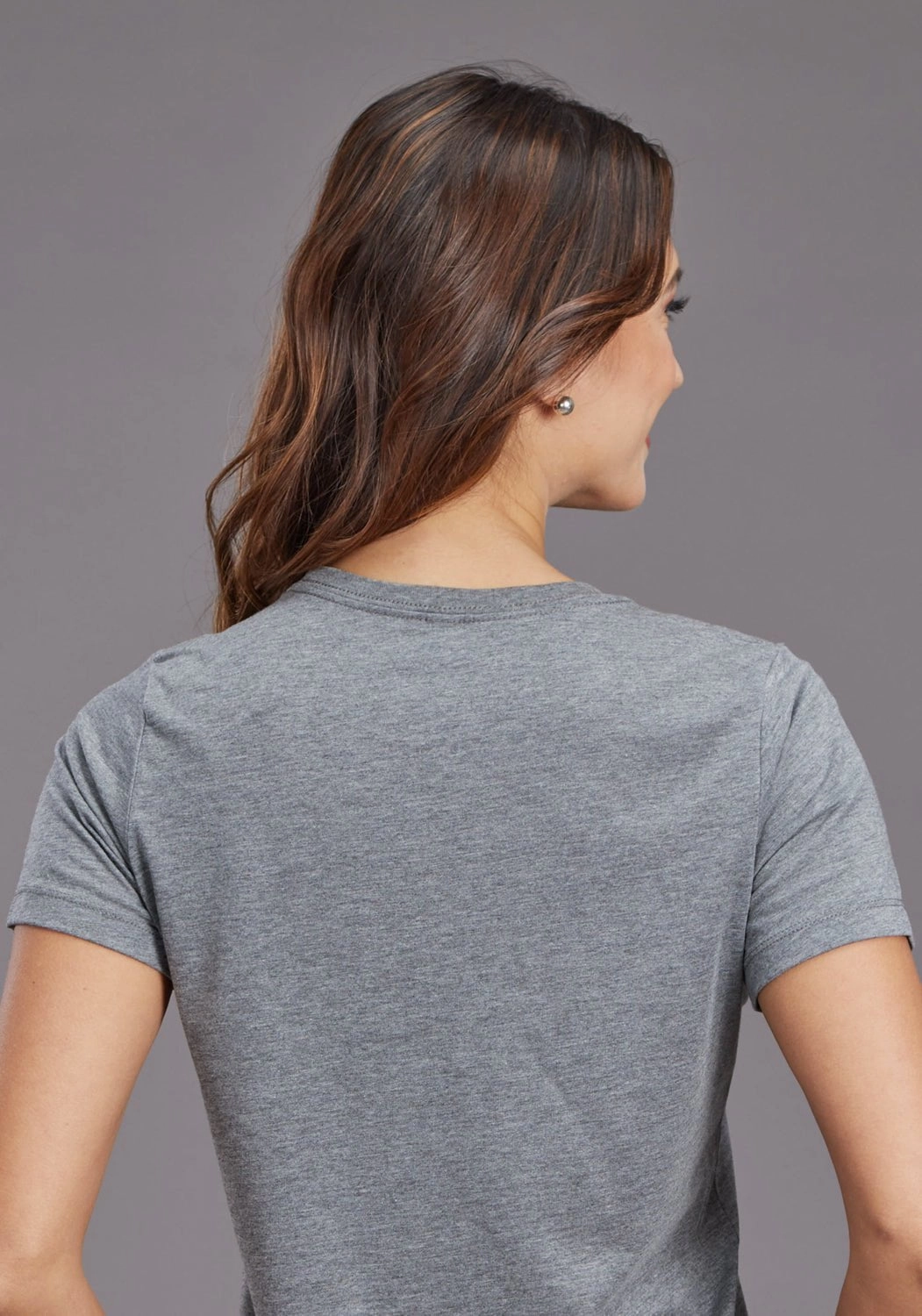 Stetson Womens Heritage Aztec Grey Cotton Blend S/S T-Shirt Structured Shoulder Support