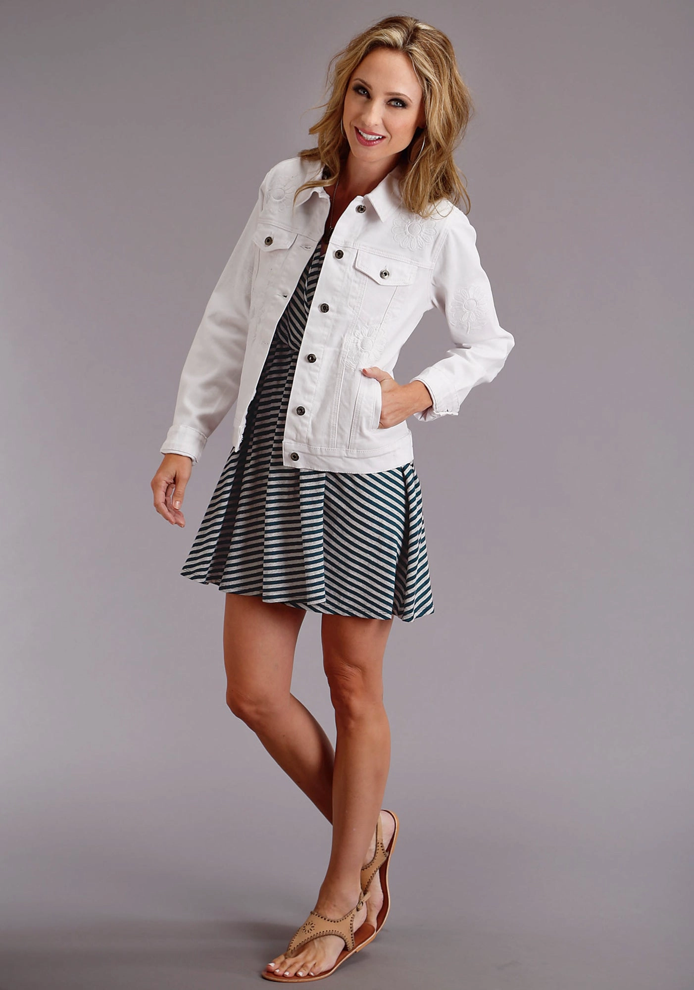 Stetson Womens Navy/White Rayon Striped Wrap S/S Dress Hypoallergenic Fiber Blend