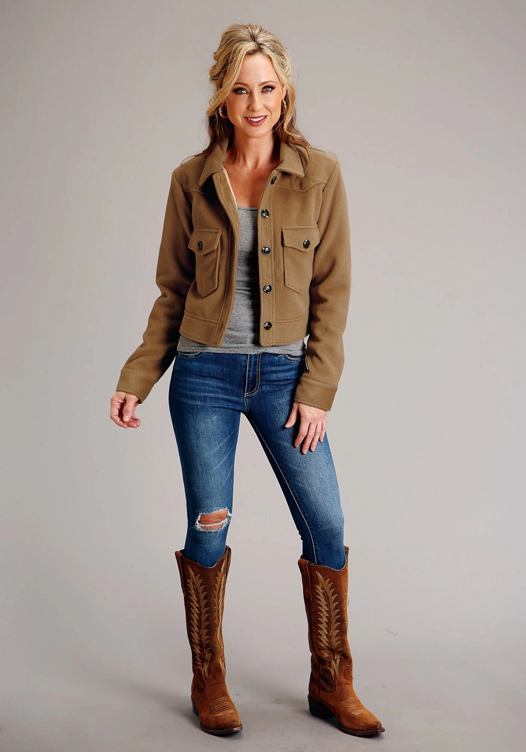 Essential City Look Timeless Fit Style Stetson Womens Oversized Western Camel Wool Blend Wool Jacket