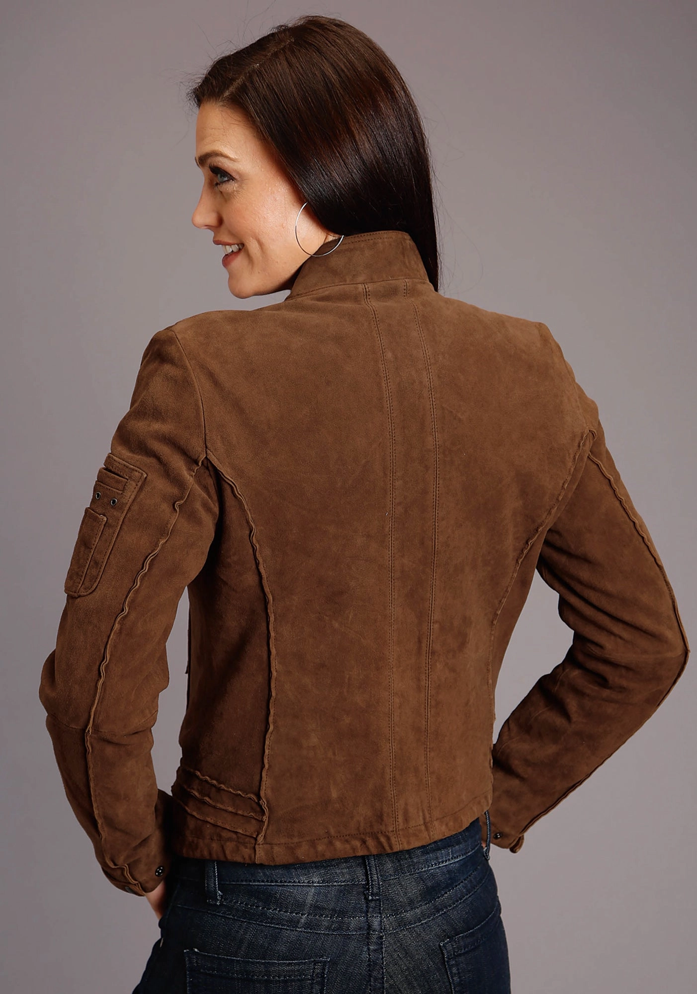 Stetson Womens Red Brown Leather Raw Motorcycle Jacket Soft Weather Wear Durable Double Stitching