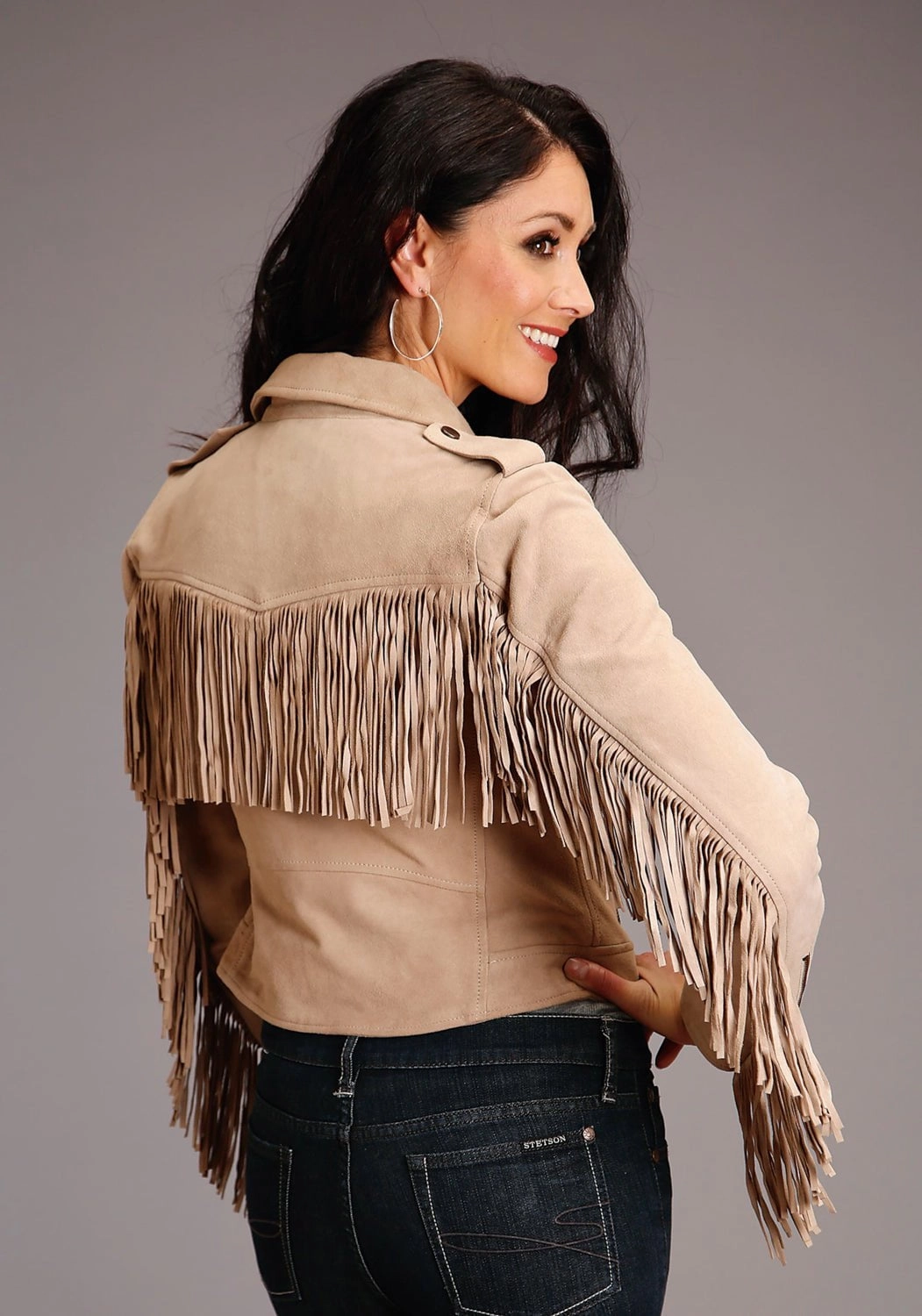 Stetson Womens Tan Leather Motorcycle Biker Jacket Wind Shield