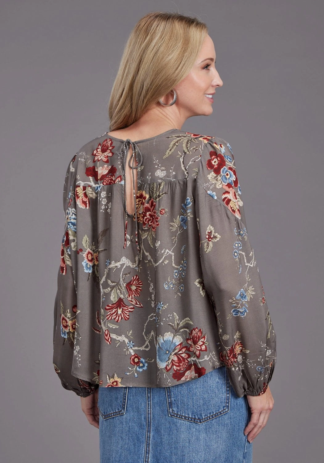 Stetson Womens Vintage Tapestry Grey 100% Rayon L/S Tunic holiday season Holiday Gift