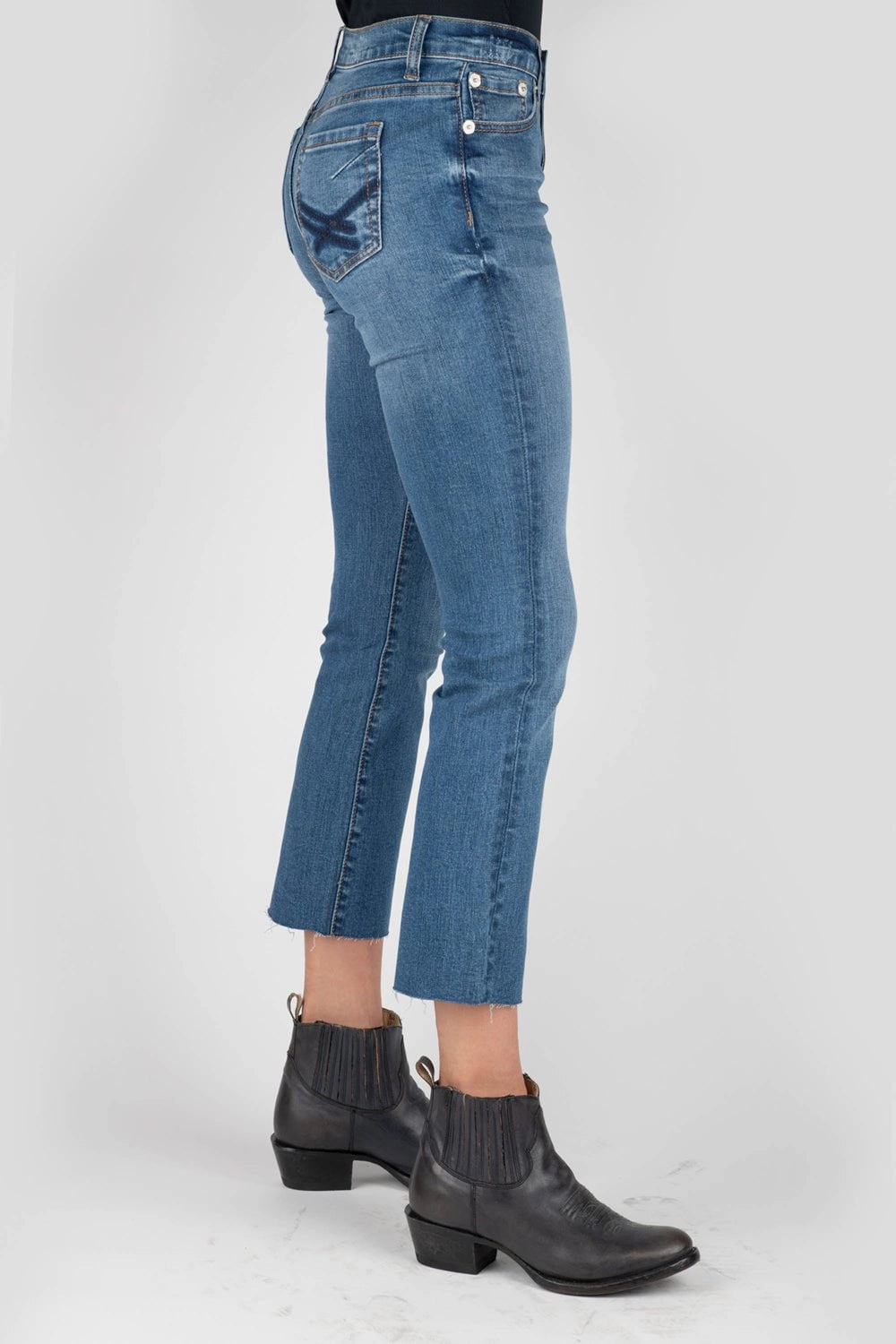 Modern Minimalist Urban Explorer Stetson Womens 921 High Waist Flare Fit Blue Cotton Blend Jeans