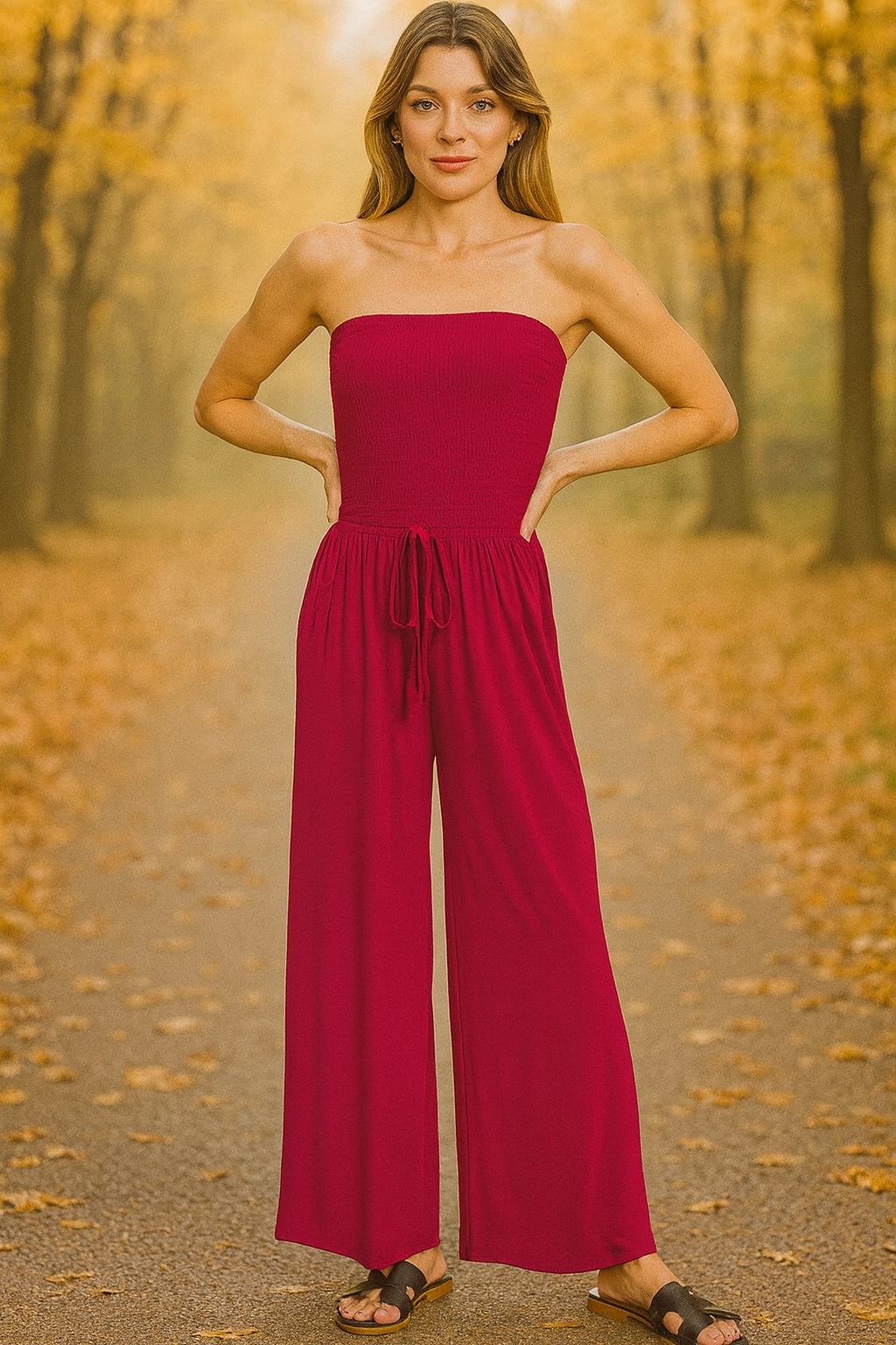 Perfect Match Patti Smocked Tube Top Jumpsuit
