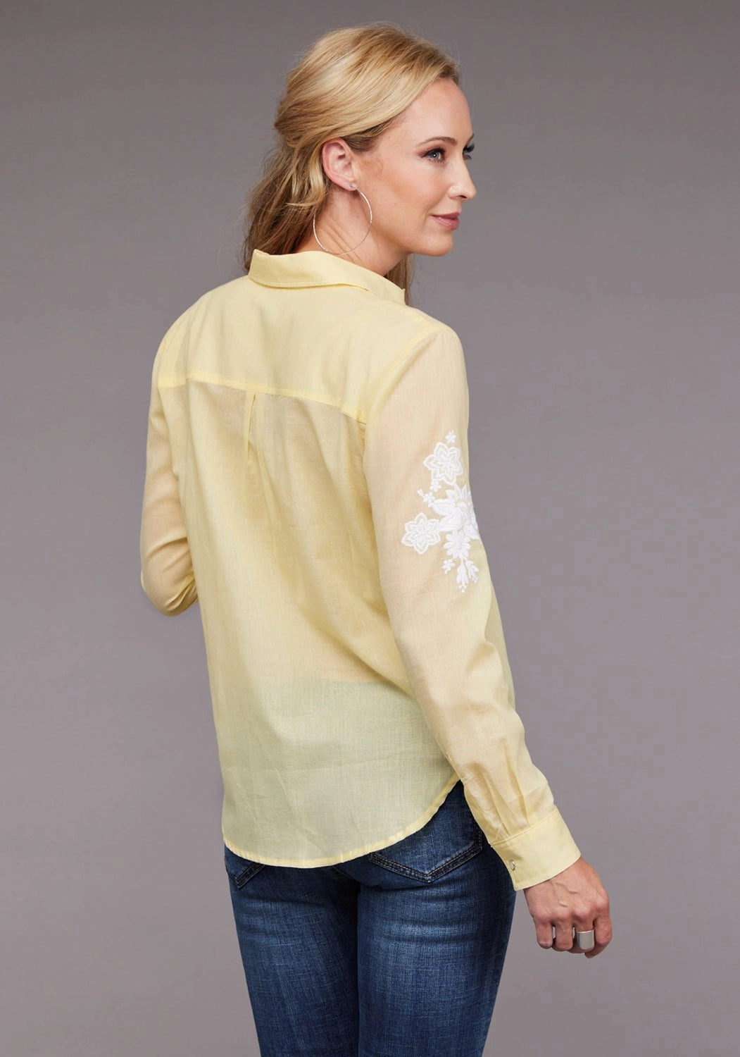 Stetson Womens 2096 Lawn Button Yellow 100% Cotton L/S Blouse Wardrobe Must-Have