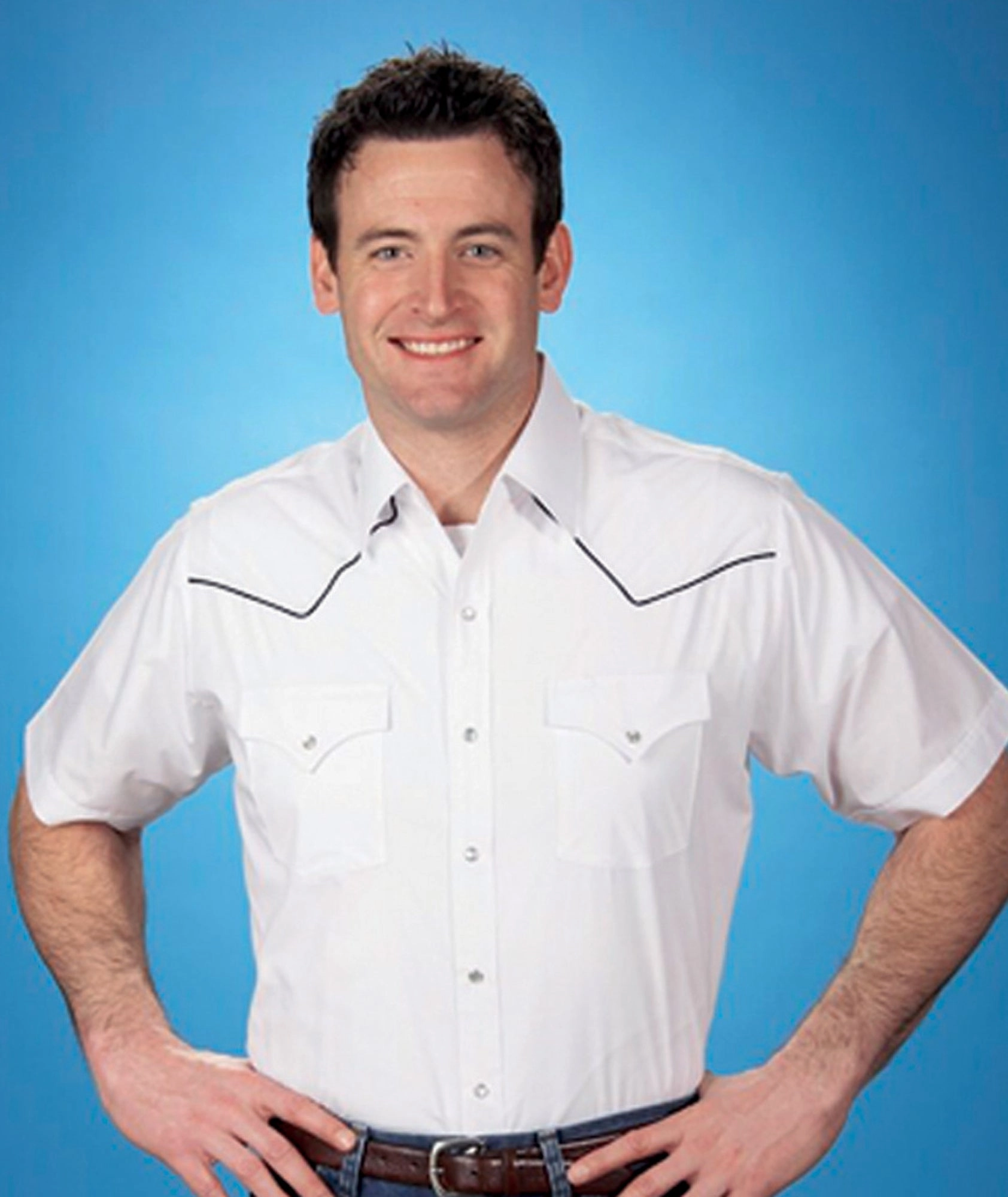 Ely & Walker Mens Solid White Western Shirt S/S Poly/Cotton Versatile Style Everyday Essential