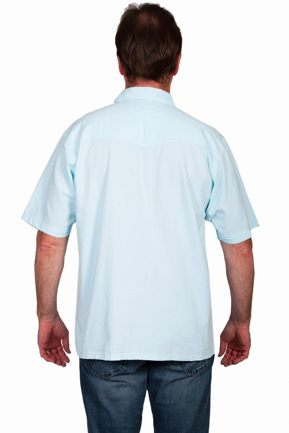 Youth fashion Workwear Ready Scully Mens Aqua Sky 100% Cotton Tonal Tropical S/S Shirt