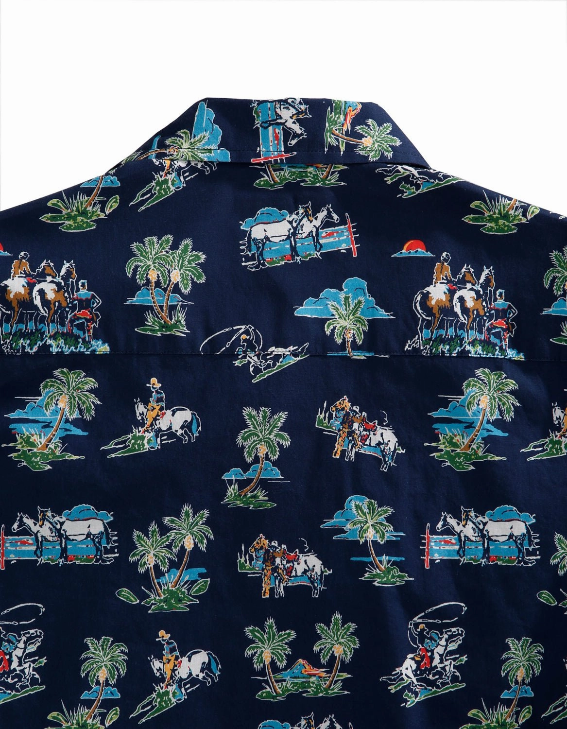 Tin Haul Mens Blue 100% Cotton Cowboy Tropics S/S Hawaiian Shirt Quick Dry Technology Edgy Design