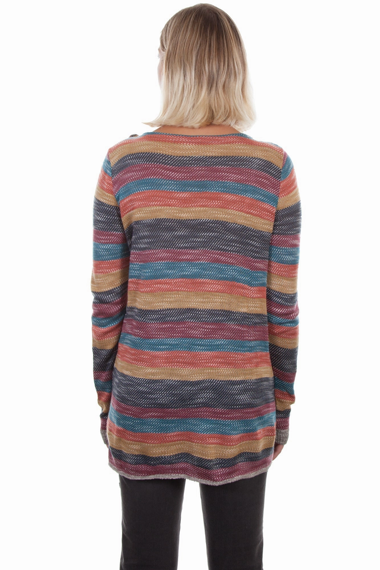 Scully Womens Multi-Color Acrylic Crossover Sweater Chilly Day Knitwear Simple Cozy