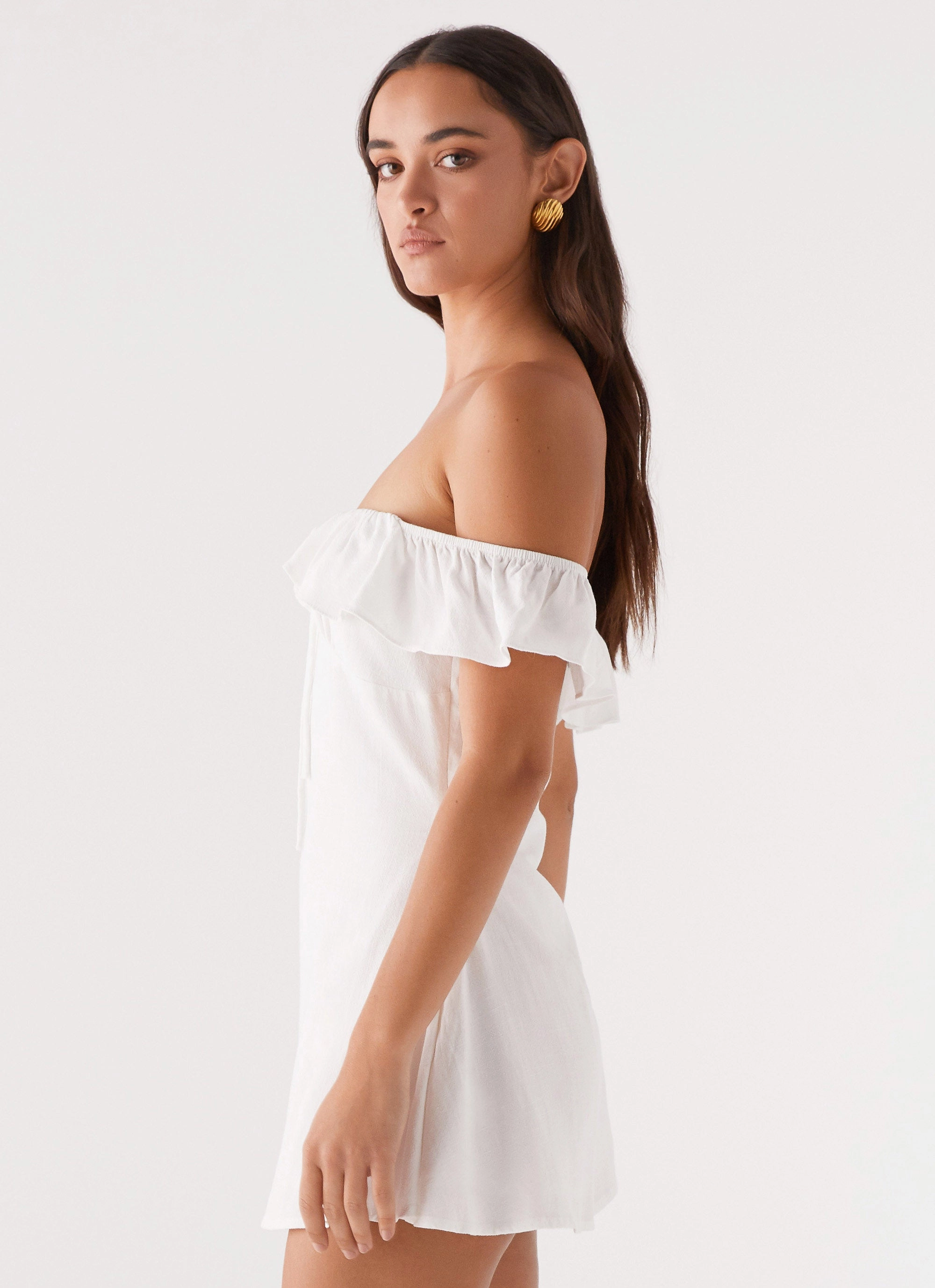 London Edge Texas Sun Linen Mini Dress - White