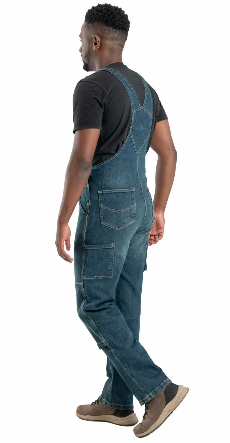 Berne Mens Granite Cotton Blend Highland Unlined Washed Flex Denim Bib Overall StretchableMaterial