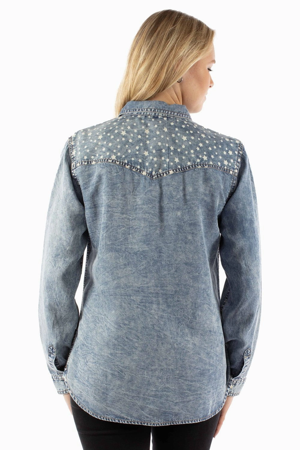 Scully Womens Lightweight Patriotic Blue Lyocell L/S Shirt Eco Friendly Production Flexible Mobility