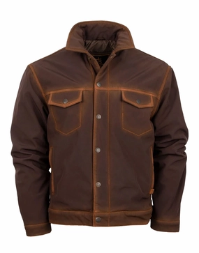 Temperature Regulating Membrane STS Ranchwear Mens Brumby Enzyme Brown 100% Polyester Denim Cut Softshell Jacket