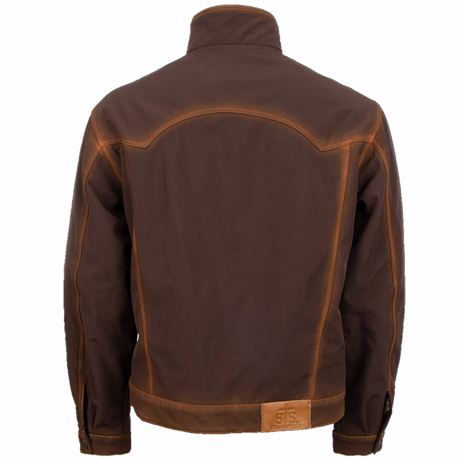 Layer Up Style Weather Proof STS Ranchwear Mens Brumby Enzyme Brown 100% Polyester Denim Cut Softshell Jacket