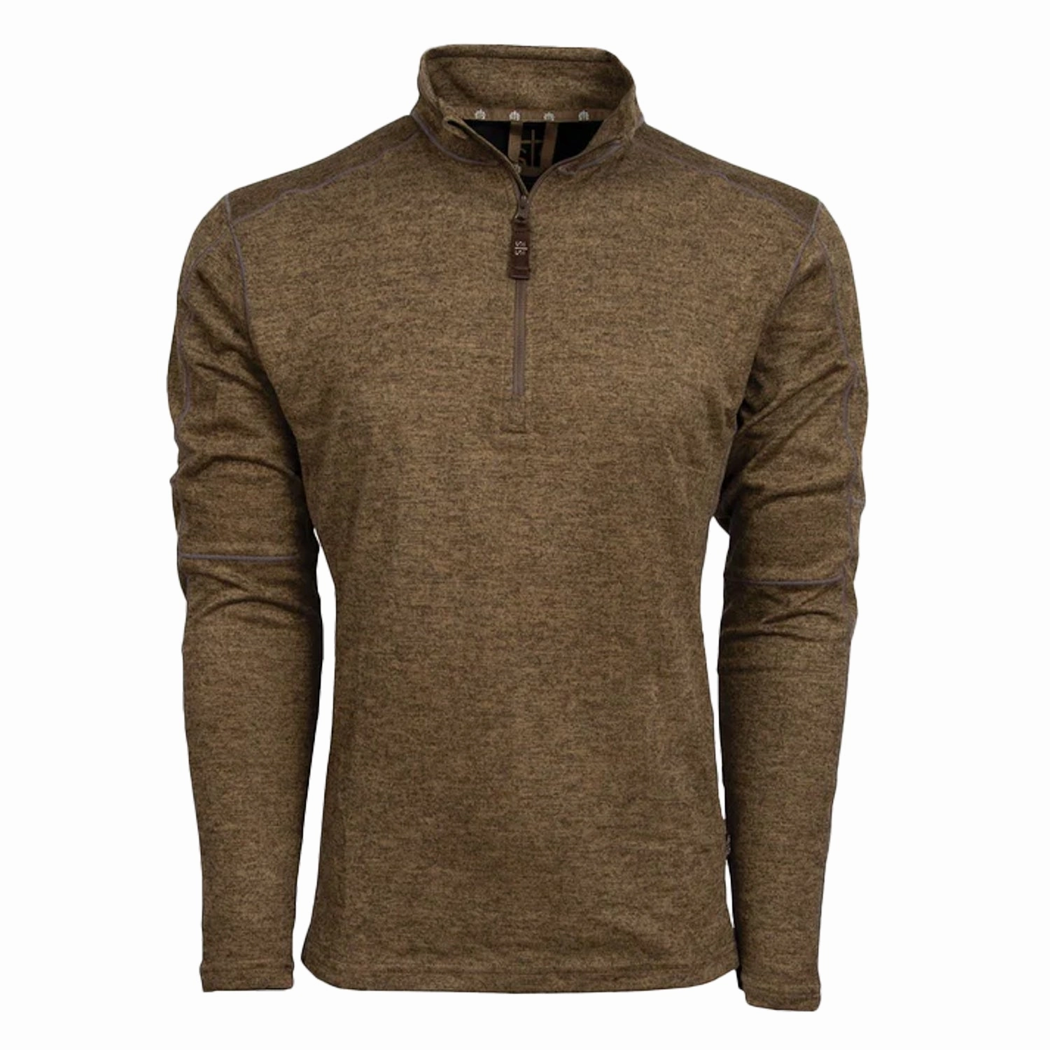 STS Ranchwear Mens Quarter Zip Chocolate Polyester Pullover Sweater Petite Cut Eco Dye Technique