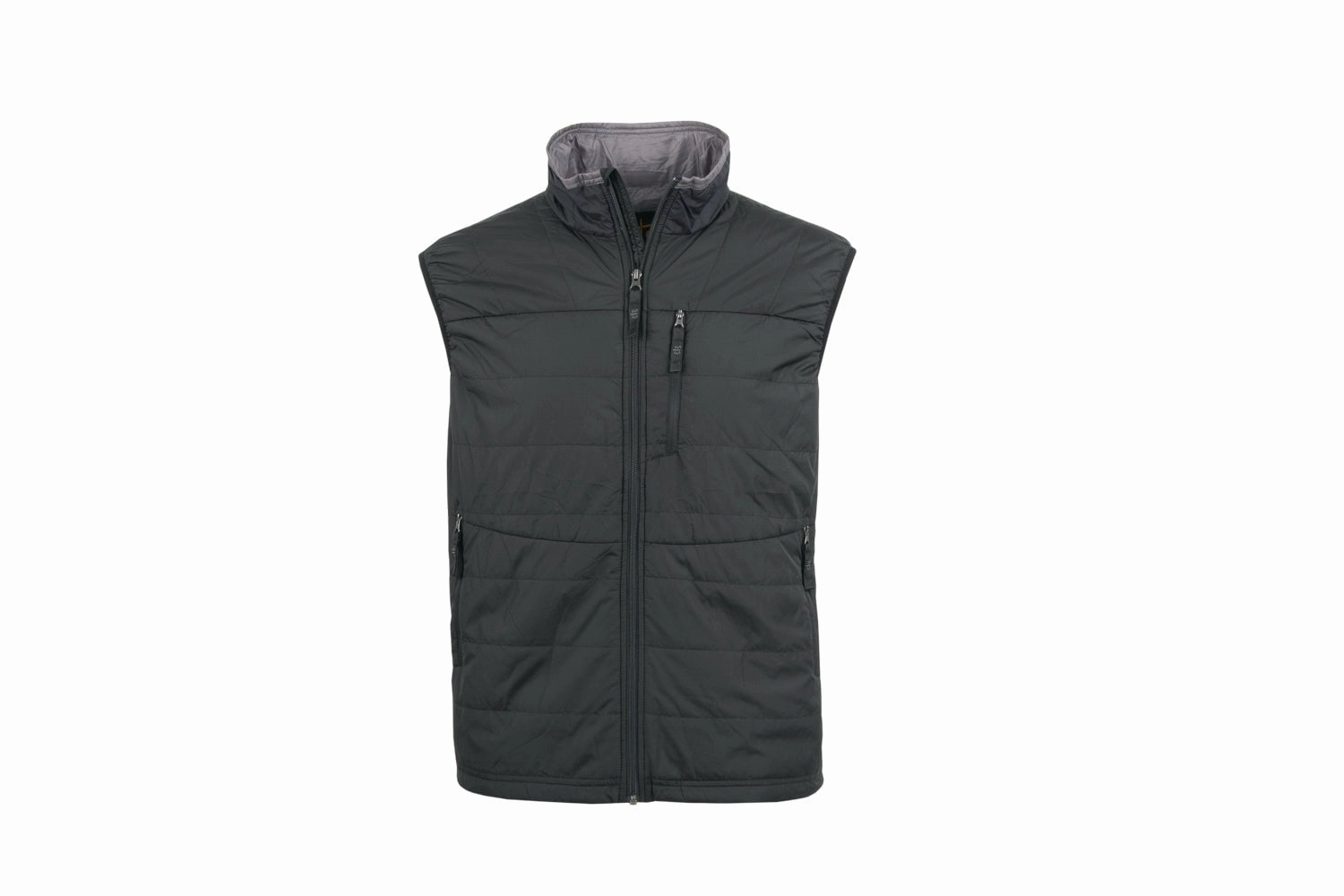 STS Ranchwear Mens Sterling Black/Grey 100% Polyester Softshell Vest Mid Length Non Slip Collar