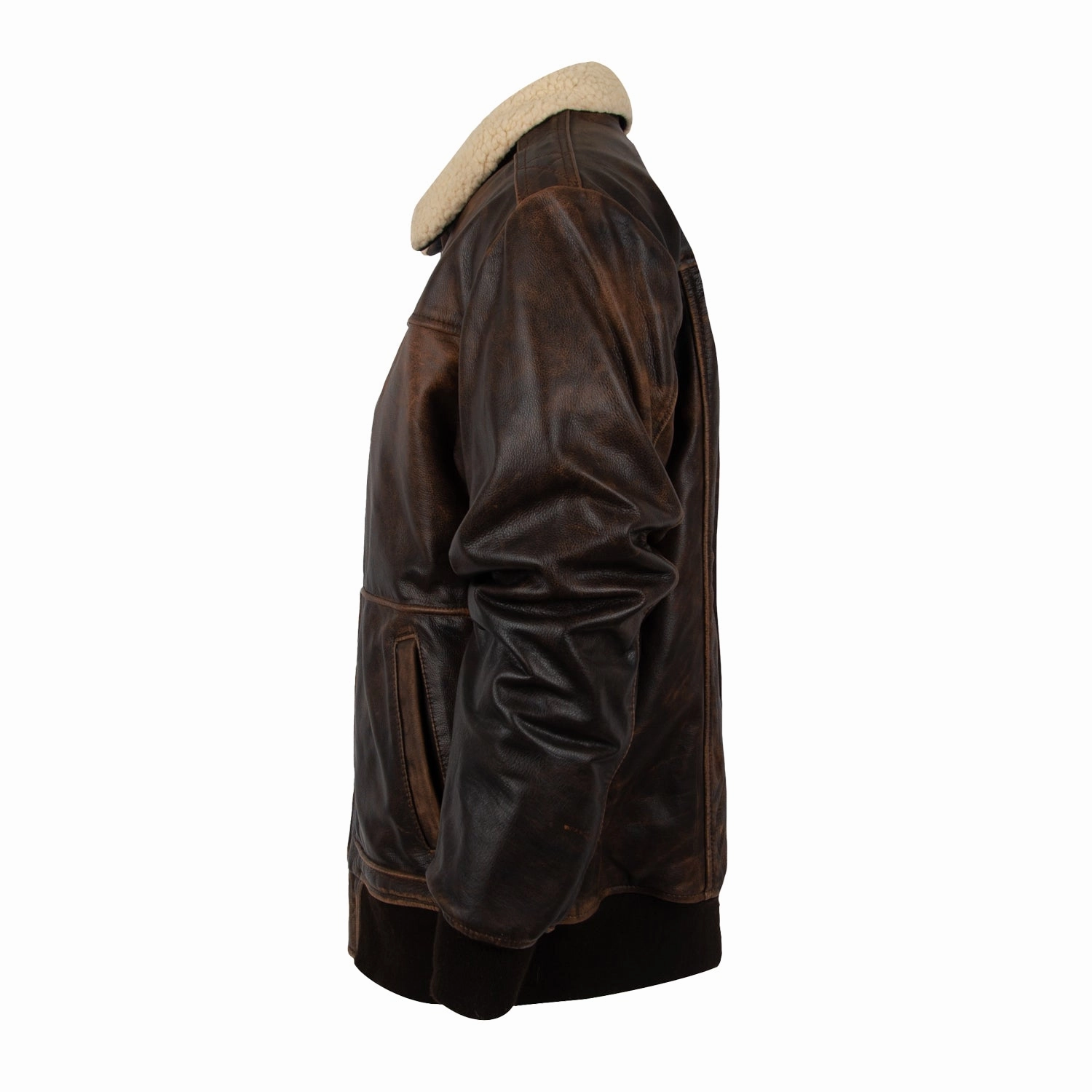 STS Ranchwear Mens Vintage Bomber Vintage Brown Leather Leather Jacket Wool blend Insulated Design