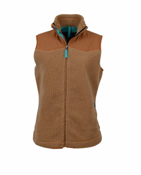 STS Ranchwear Womens Calgary Tan 100% Polyester Fleece Vest MeshLinedVents Adjustable Belt