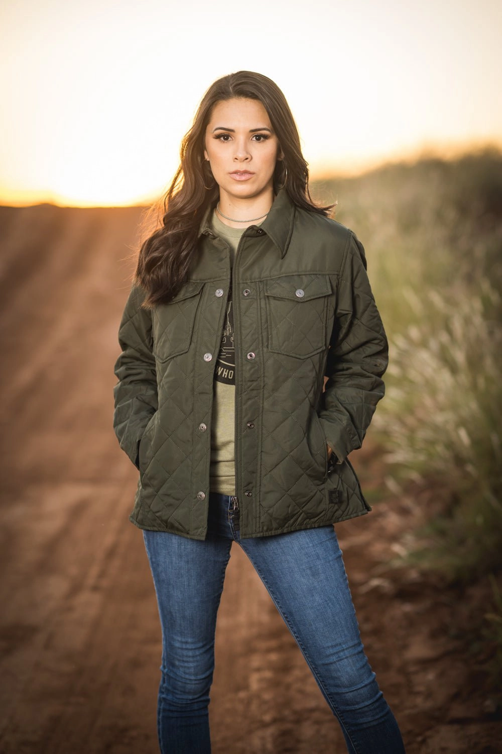STS Ranchwear Womens Cassidy Olive 100% Polyester Softshell Jacket Wind Chill Protection Clean Fit Design