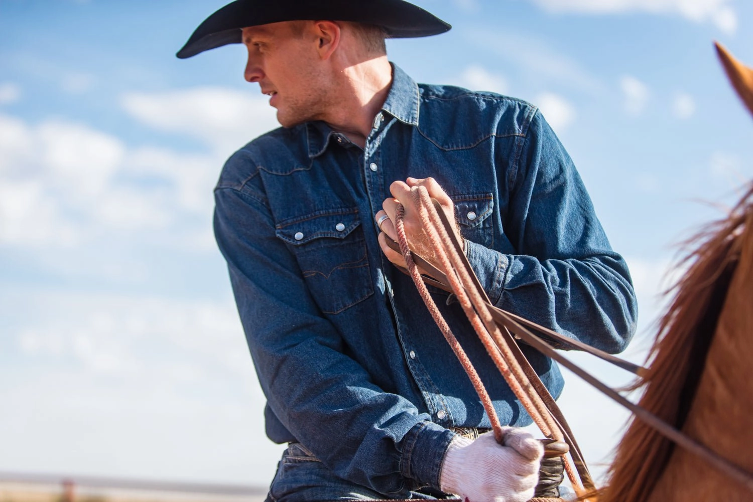 STS Ranchwear Womens Rod Classic Denim 100% Cotton L/S Shirt Button-up