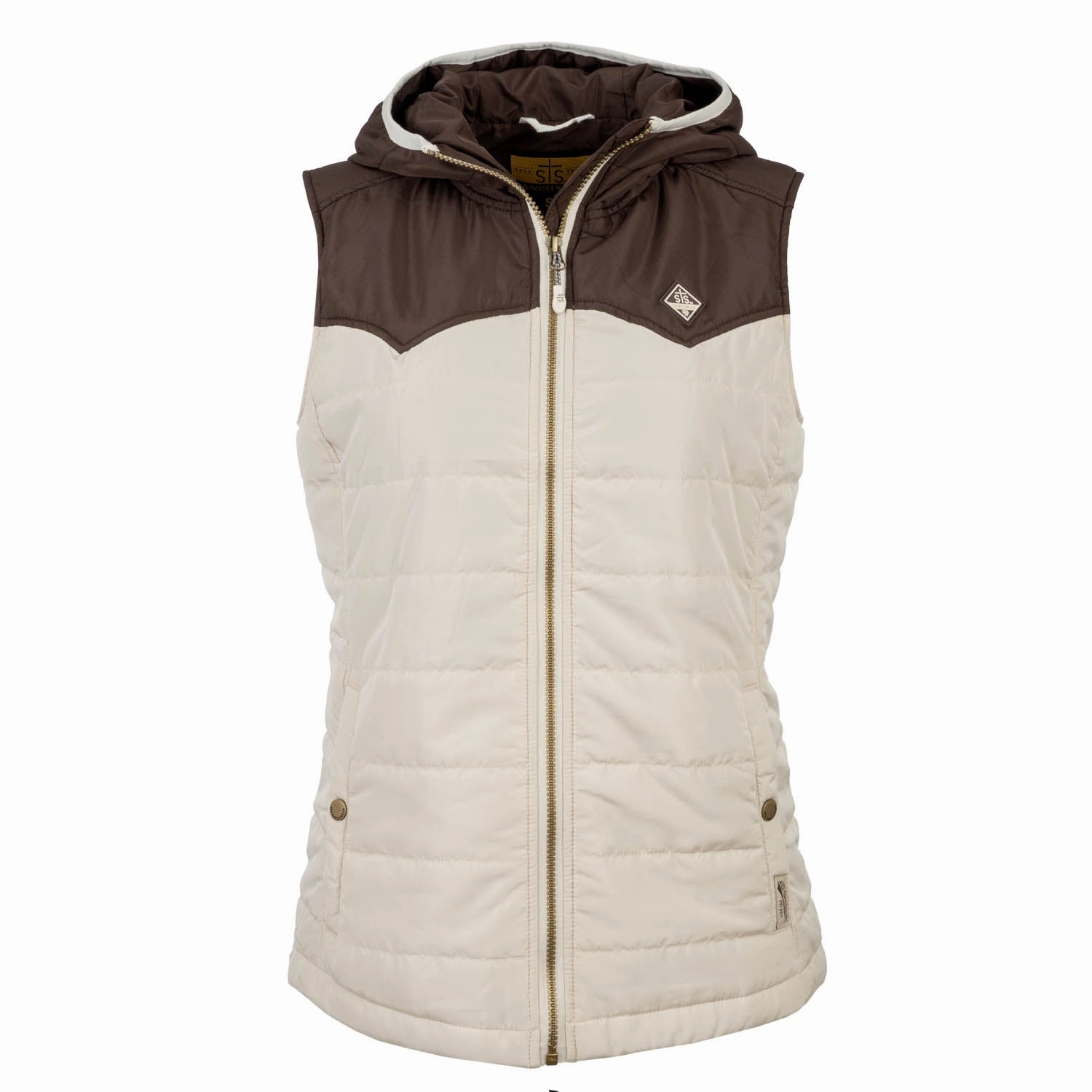 STS Ranchwear Womens Rowan Cream/Brown 100% Polyester Softshell Vest Neutral Style