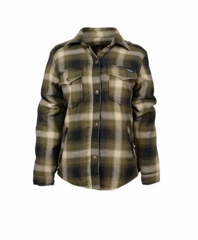 STS Ranchwear Womens Trapper Shirt Green/Navy Plaid 100% Polyester Cotton Jacket Stain Resistant Noise Free Movement