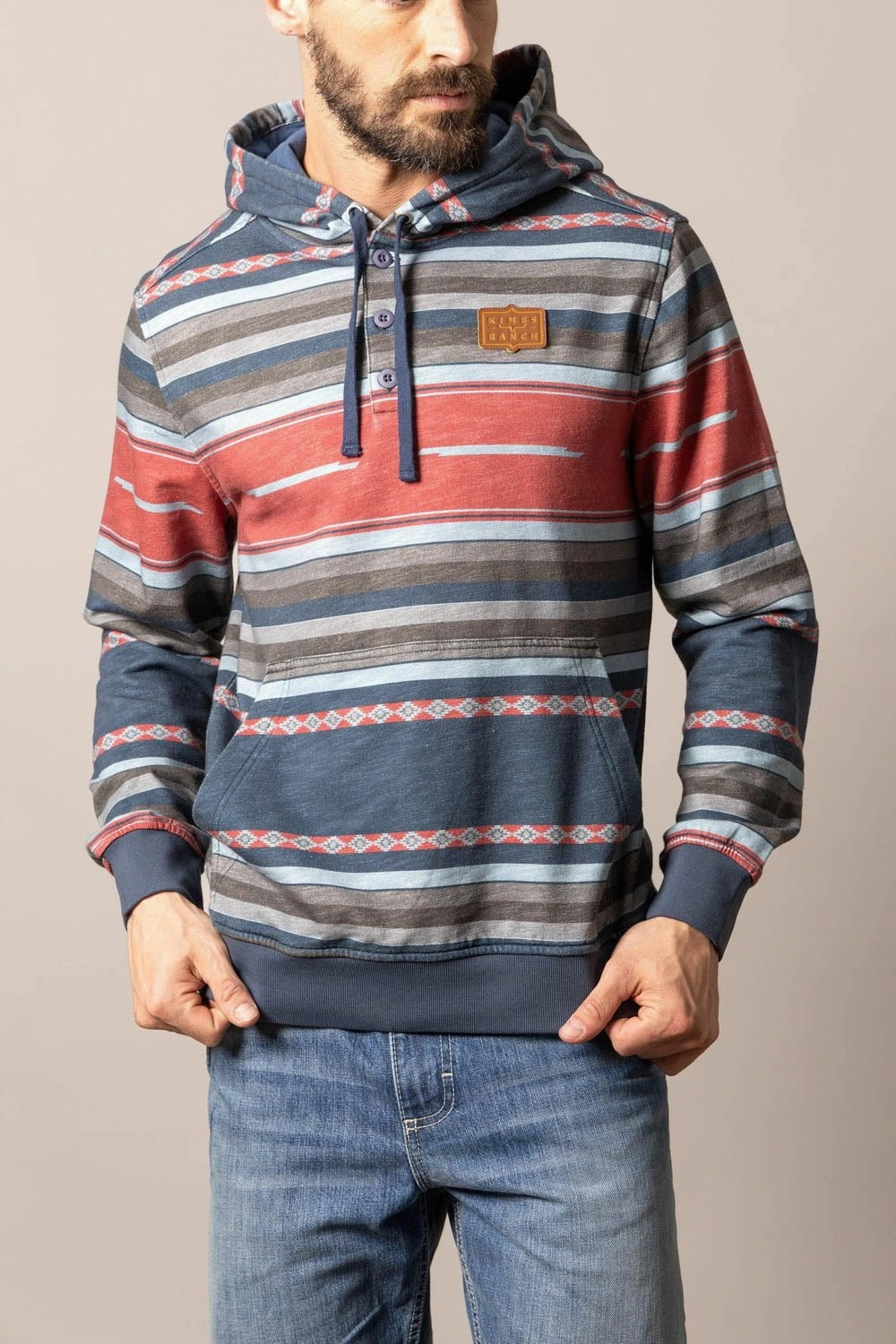 Casual Classic Lightweight Polyester Blend Kimes Ranch Mens Cantura Navy Cotton Blend Hoodie