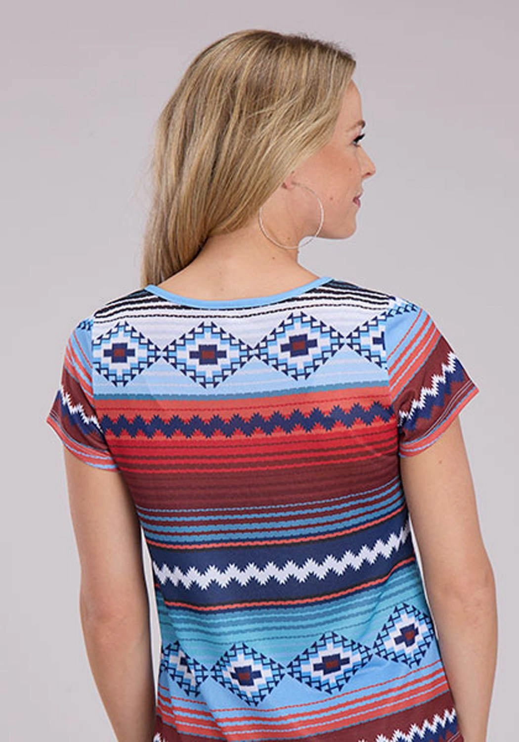 Durable Construction Roper Womens Southwestern Sublimation Multi-Color Poly/Spandex S/S Tunic