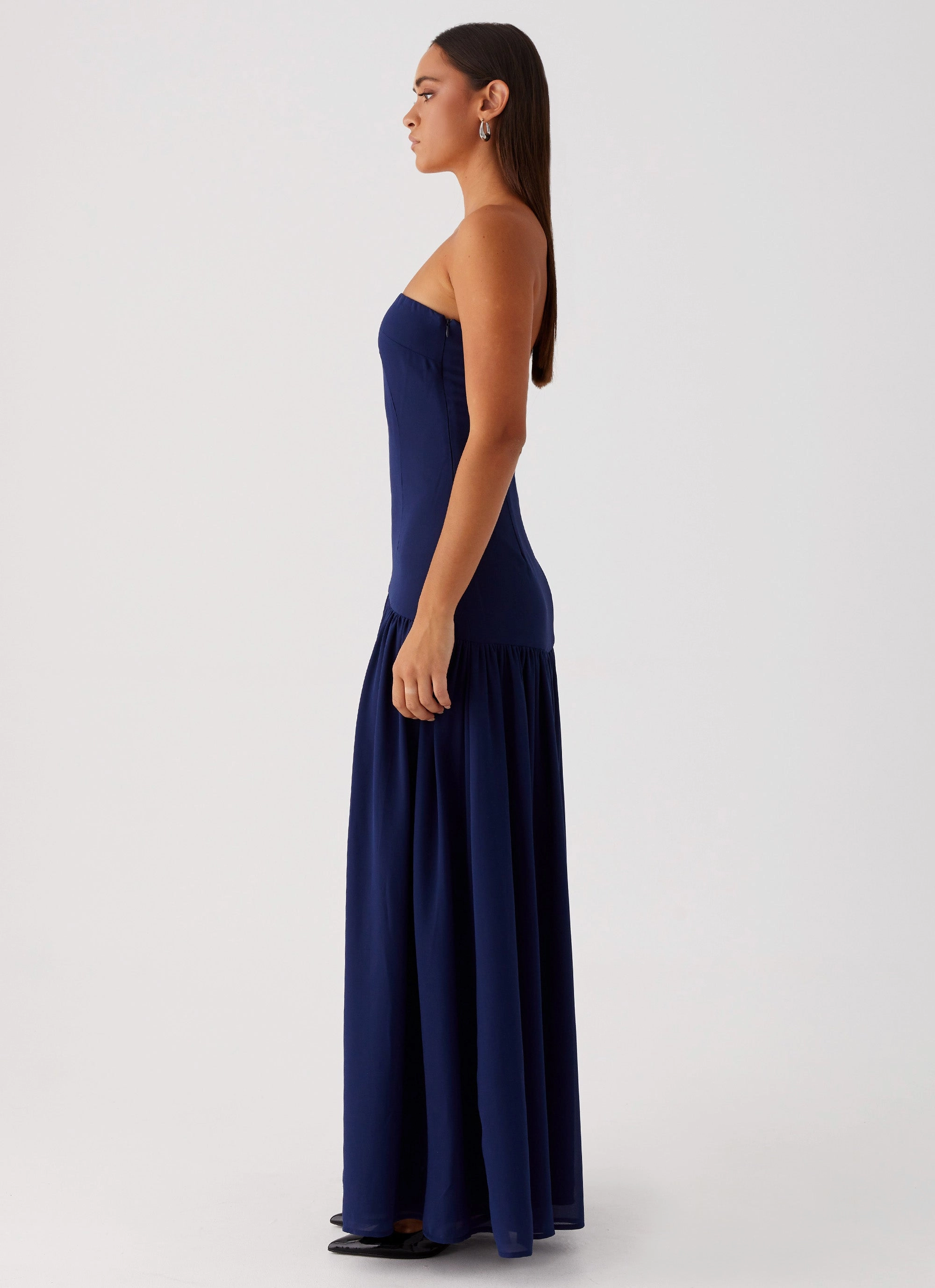 Fashion Statement Coat Eden Strapless Maxi Dress - Navy