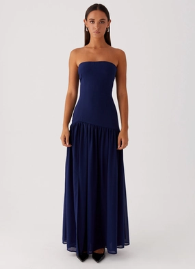 Fashionable Coat Eden Strapless Maxi Dress - Navy