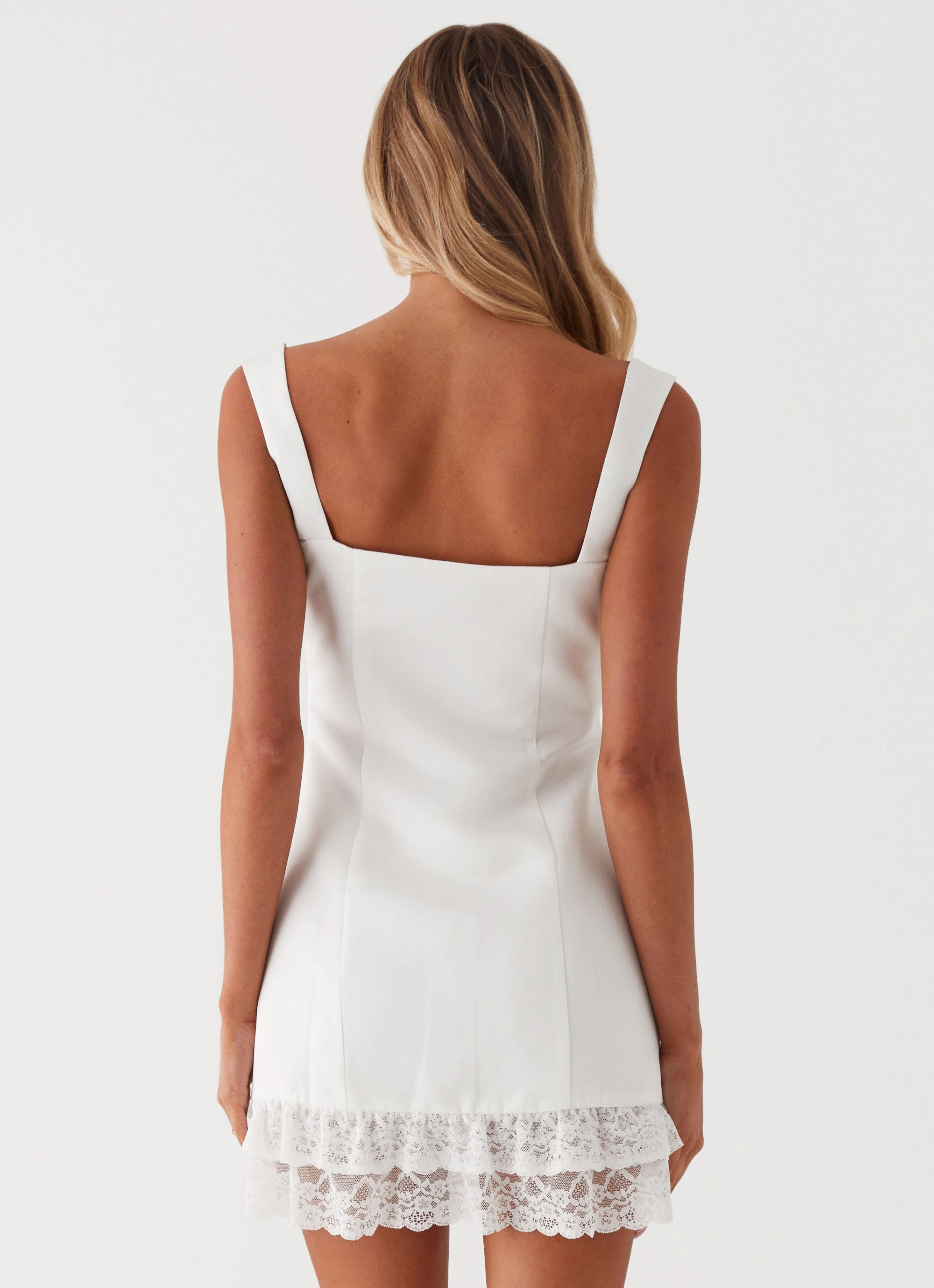 Isadora Lace Mini Dress - White Packable Coat