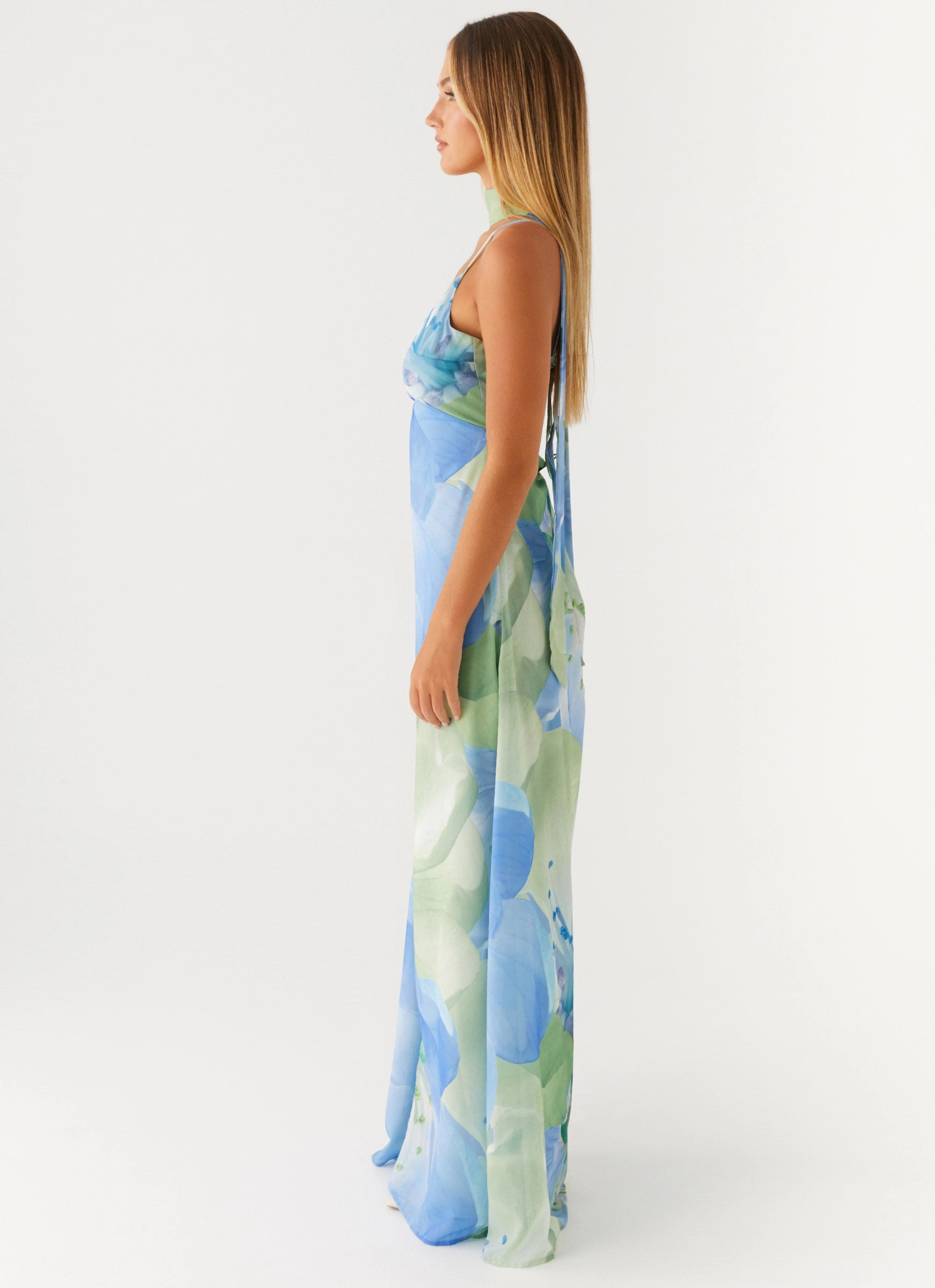 Sleek Wool Jacket Cold Layer Sanctuary Maxi Dress - Flower Print