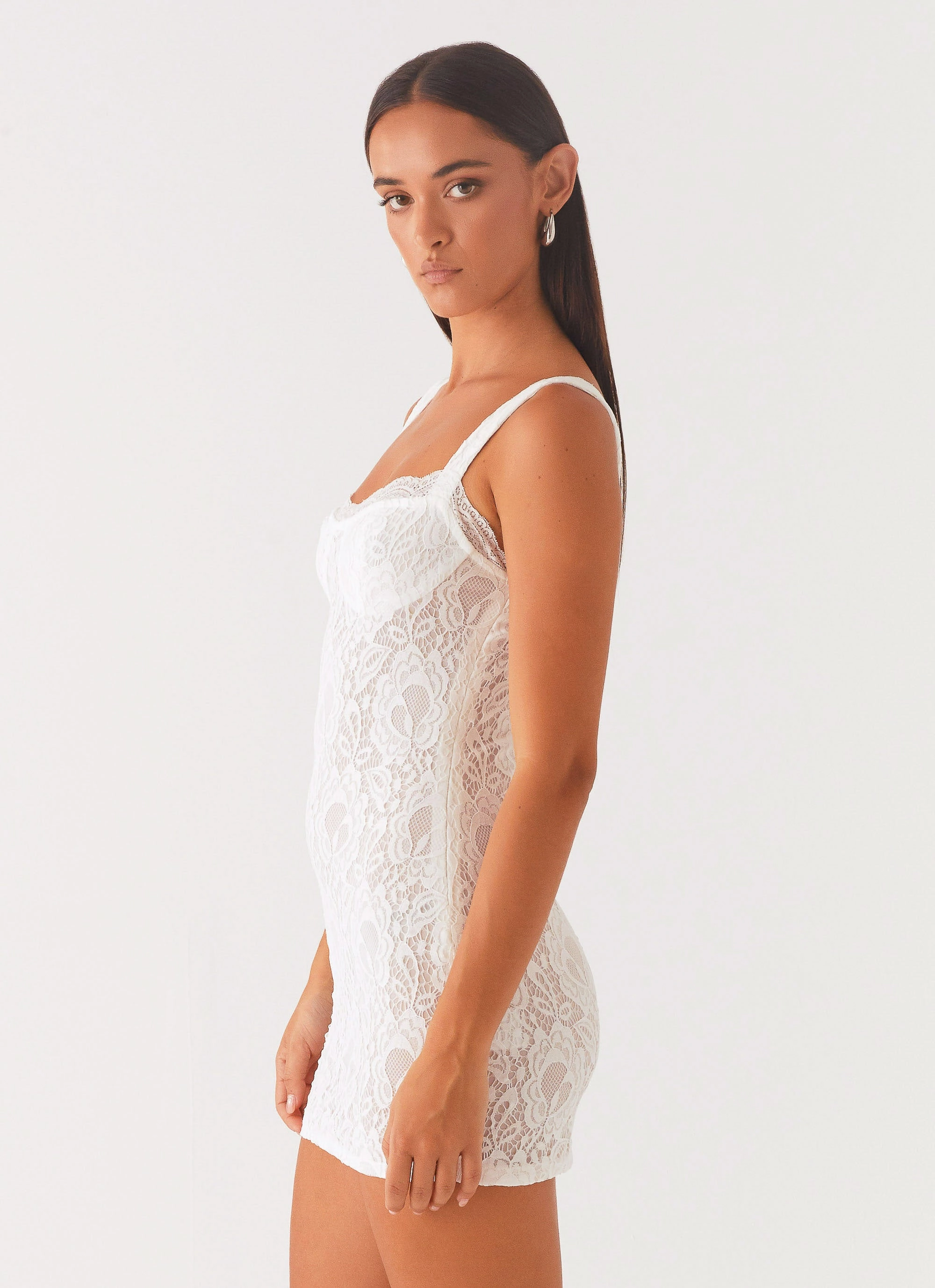 Maree Lace Mini Dress - White Chic and Cozy
