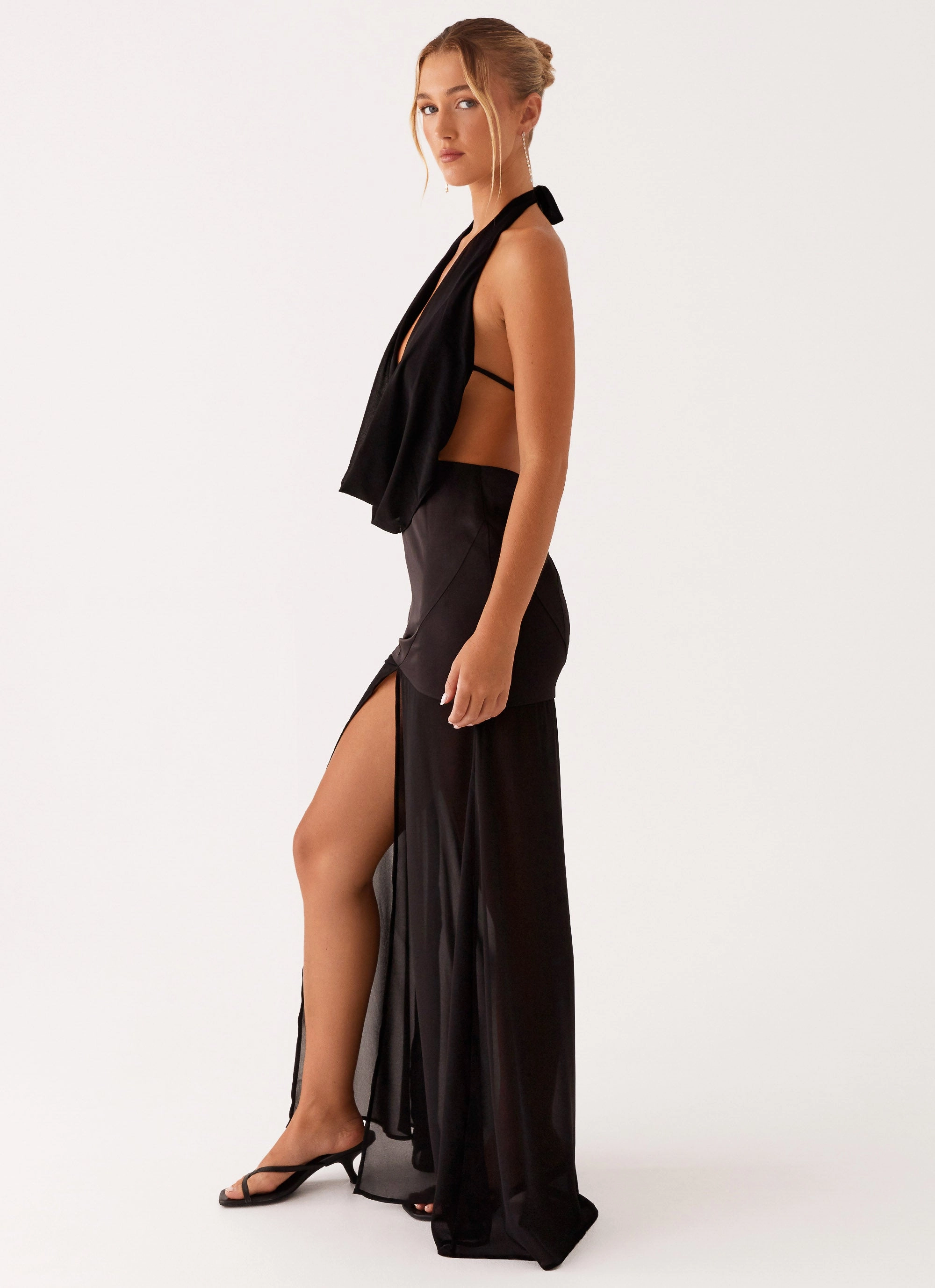 Glossy Detail Fenella Maxi Dress - Black
