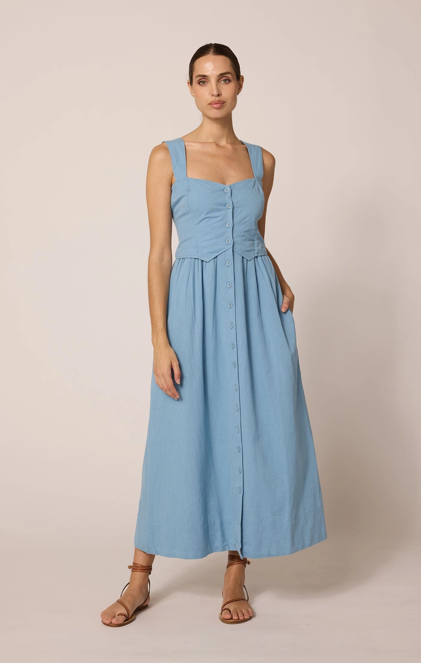 Calm Aesthetic Esther Ankle Dress | Dusty Blue