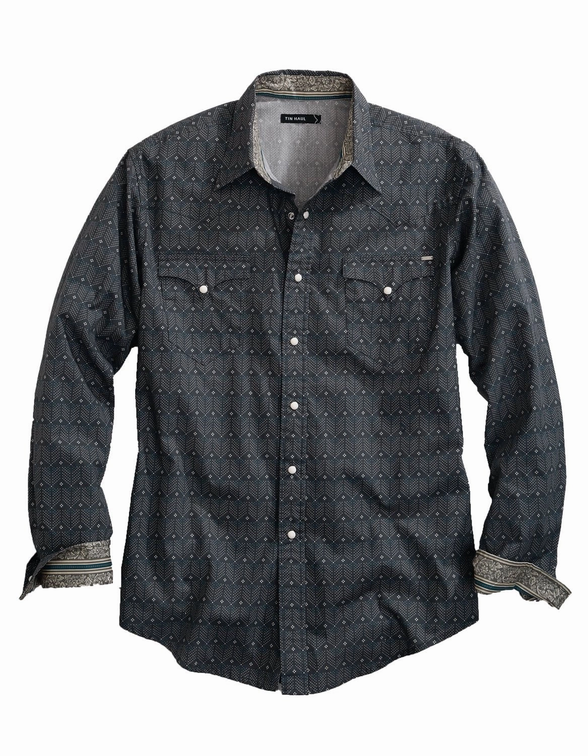 Edgy style birthday celebration Tin Haul Mens Grey 100% Cotton Arrows Points L/S Shirt
