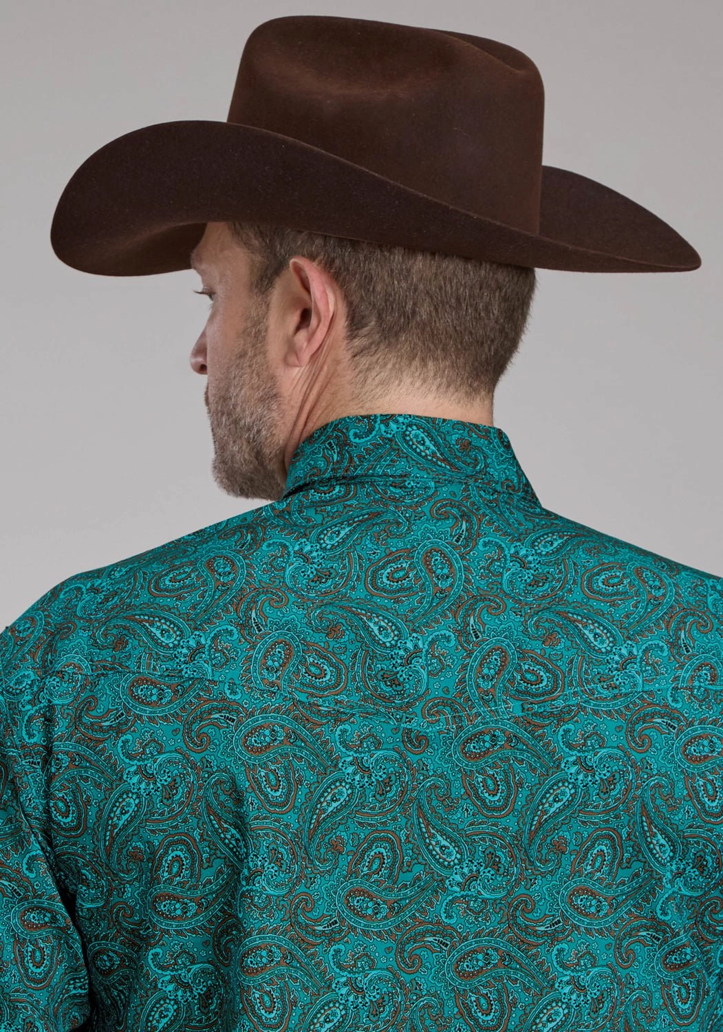 Trendy Apparel Roper Mens 2238 Mallard Paisley Teal 100% Cotton L/S Shirt