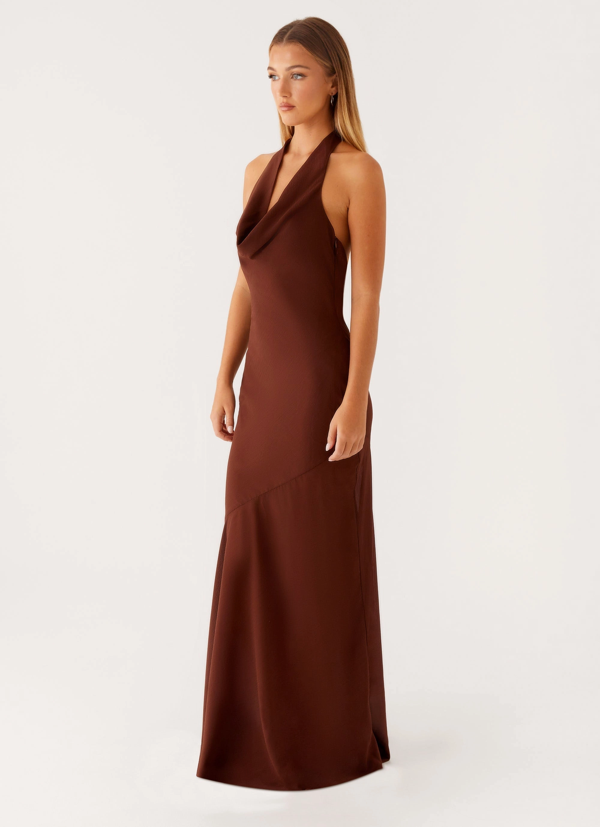 Collar Accent Sullivan Maxi Dress - Chocolate