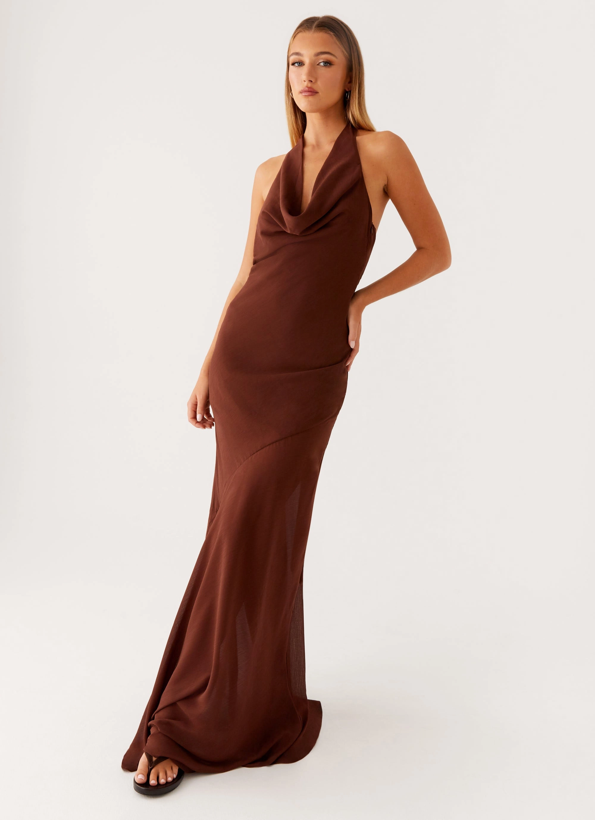 Flared-Hem Light Mood Sullivan Maxi Dress - Chocolate