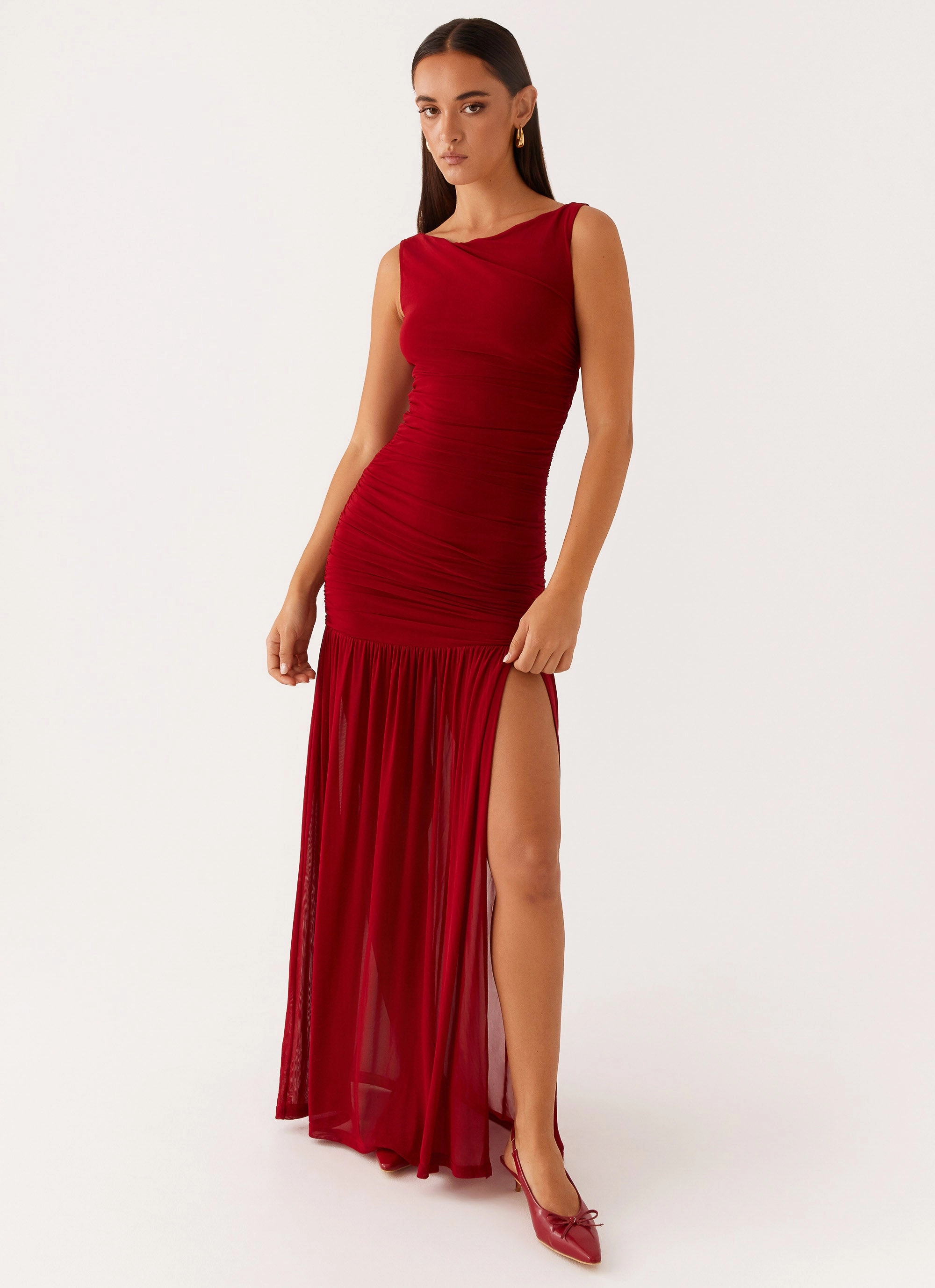 Manon Maxi Dress - Red Perfect For Work Garden Scene
