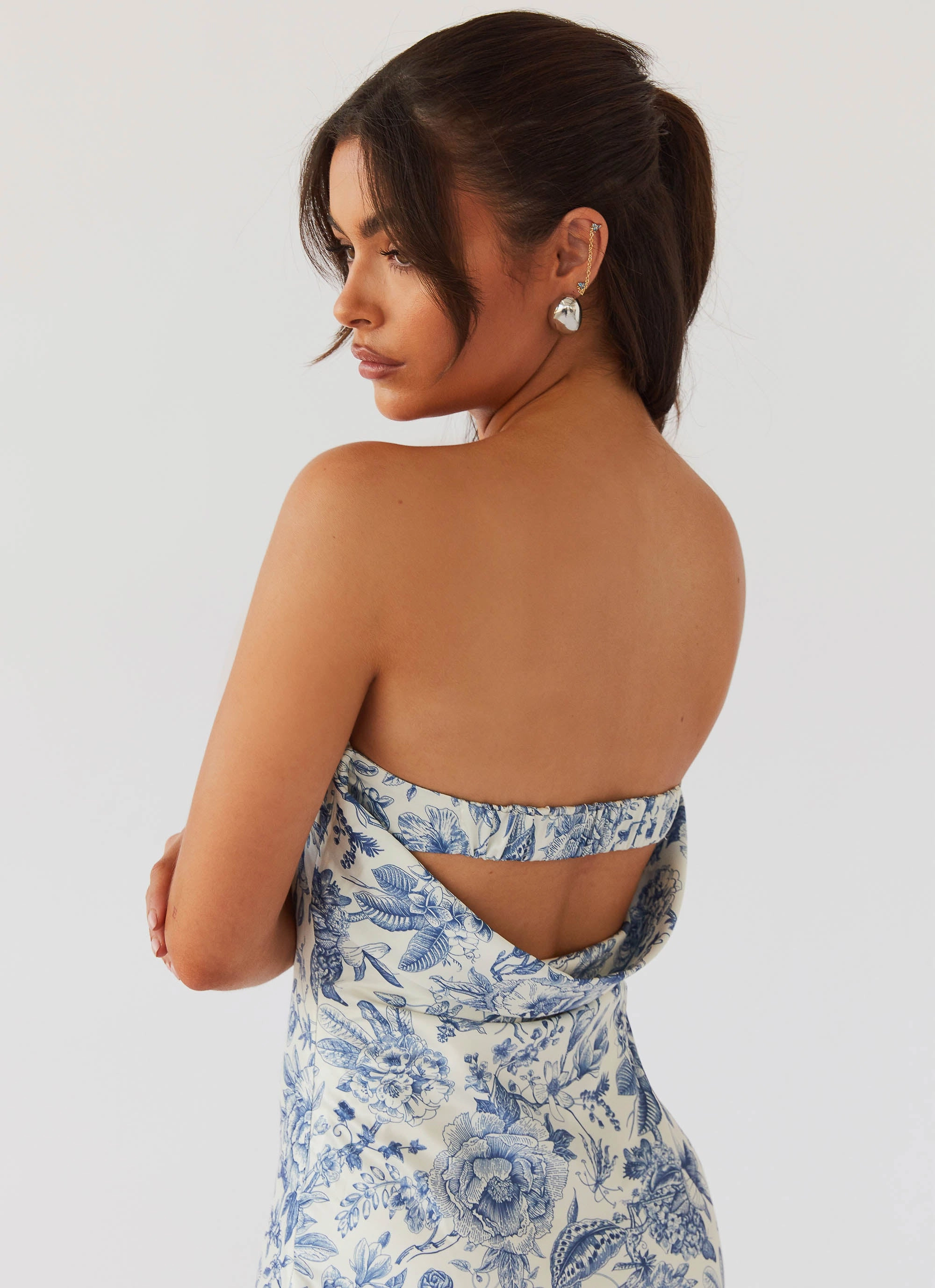 Padded Layer Warm Outerwear Summer Lover Maxi Dress - Blue Paisley