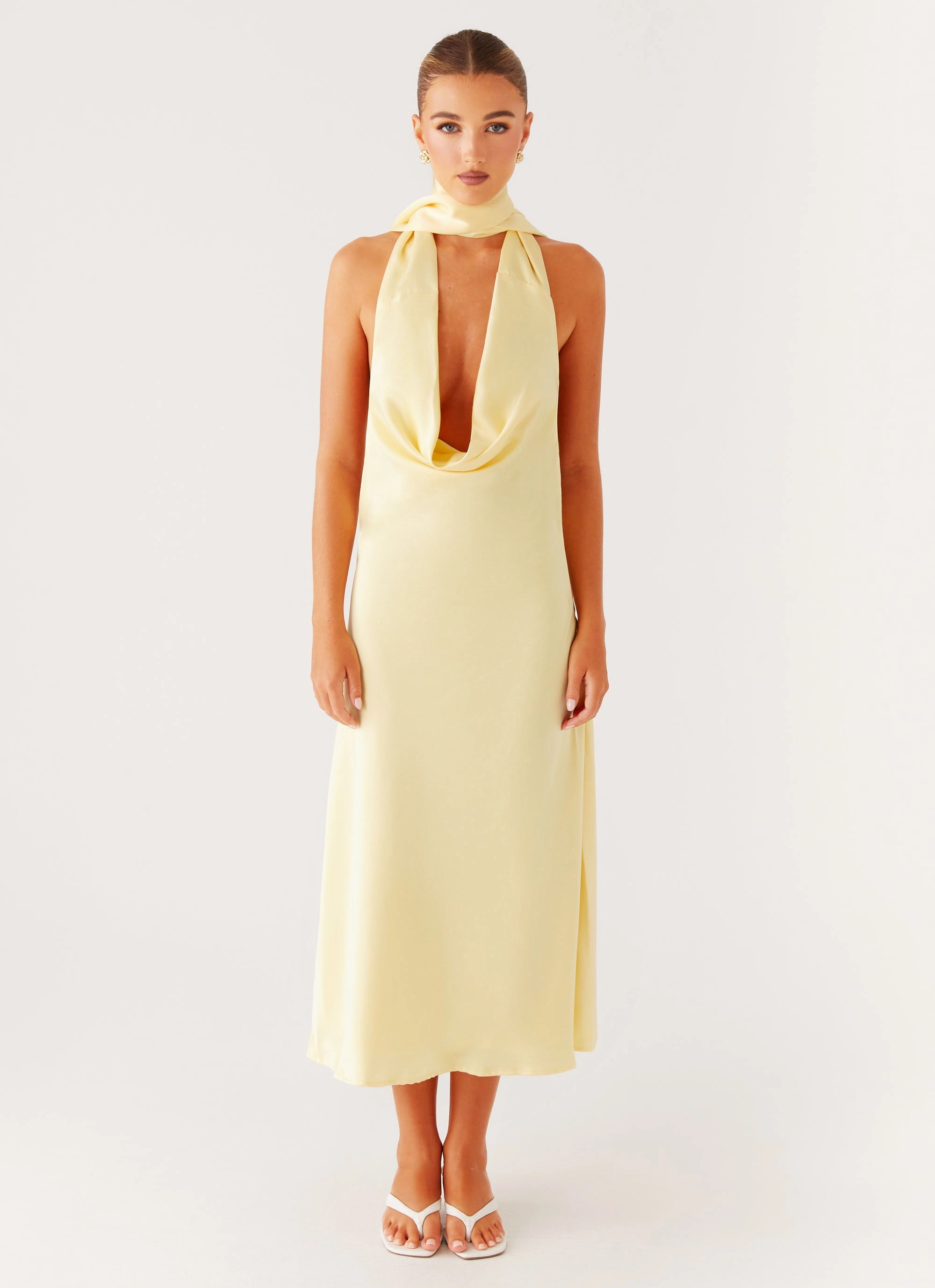 London Cool Soft-touch daywear Sonny Midi Dress - Yellow