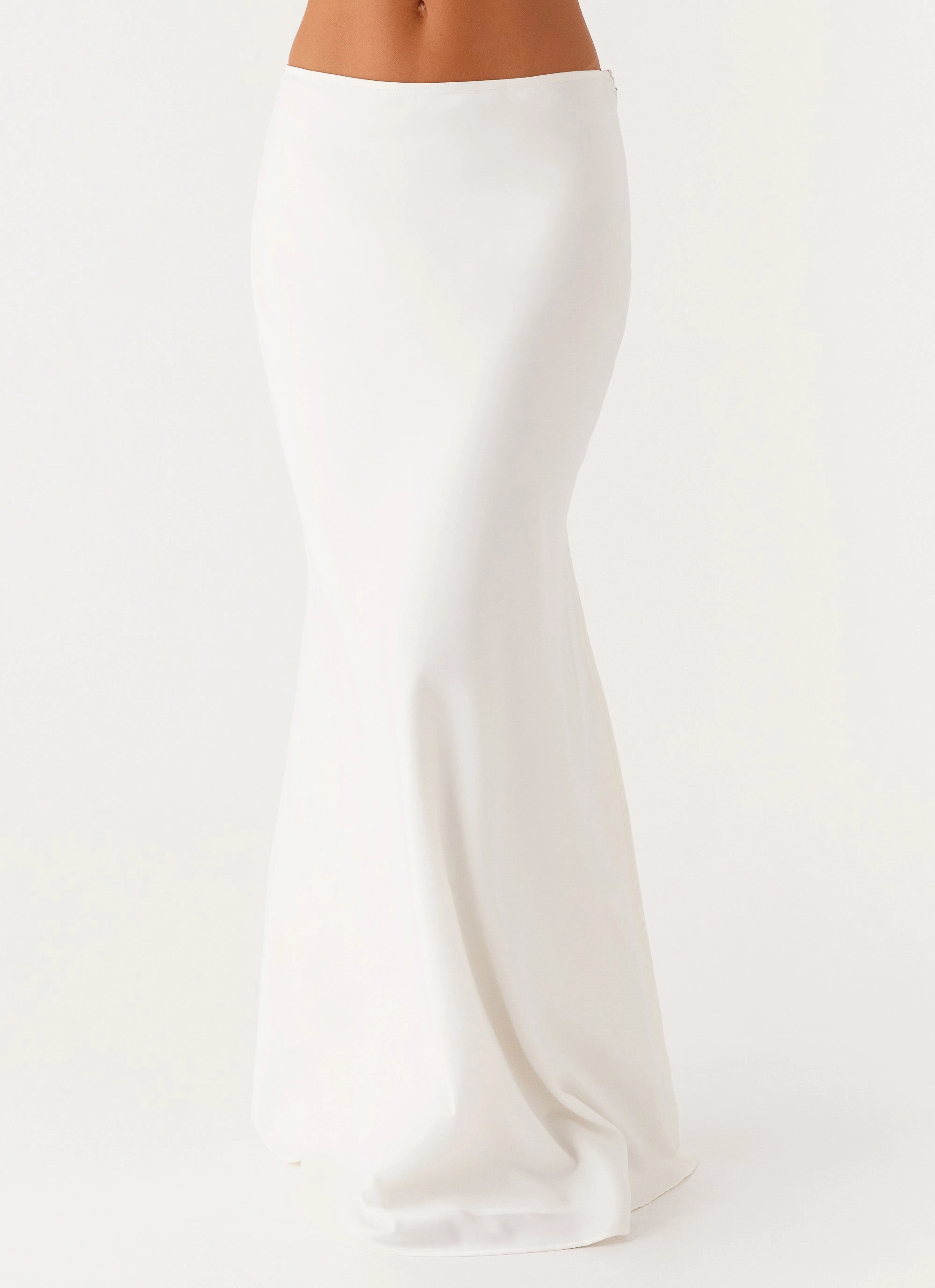 Mina Satin Maxi Skirt - White Perfect for Layering Winter Fashion Must-Have